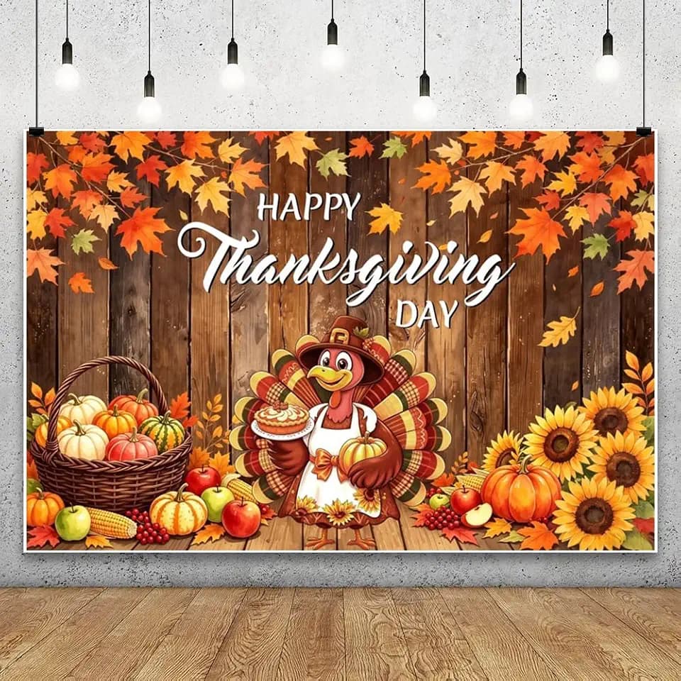 Fall Wood Backdrop for Photography Thanksgiving Party Decorations