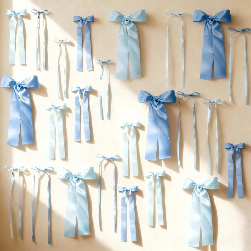 36 Pcs Blue Satin Bow Wall Decor Set for Party Wall Decor