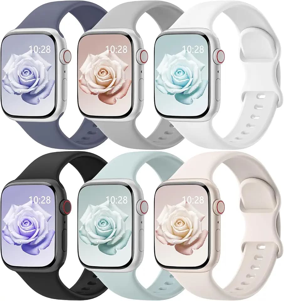 6 Pack Silicone Sport Bands Compatible with Apple Watch Bands for Women Men
