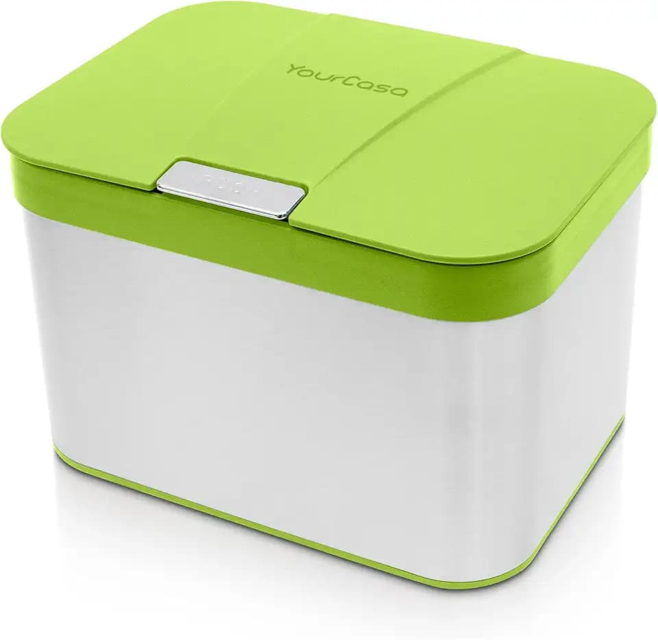 YourCasa® Biomülleimer Küche 4,3 L aus Edelstahl - geruchsdichter Bio Mülleimer mit Deckel & spülmaschinenfestem Inneneinsatz - hochwertiger Komposteimer & Biomüll Behälter klein (Grün)