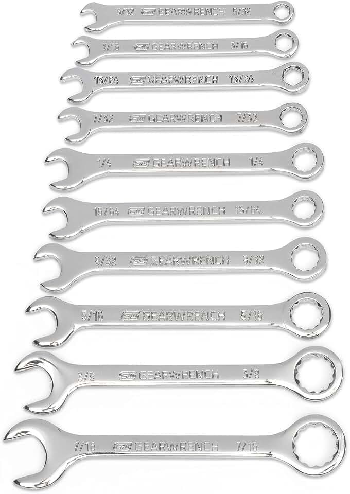 GEARWRENCH 10 Piece SAE Midget Combination Wrench Set - 86560
