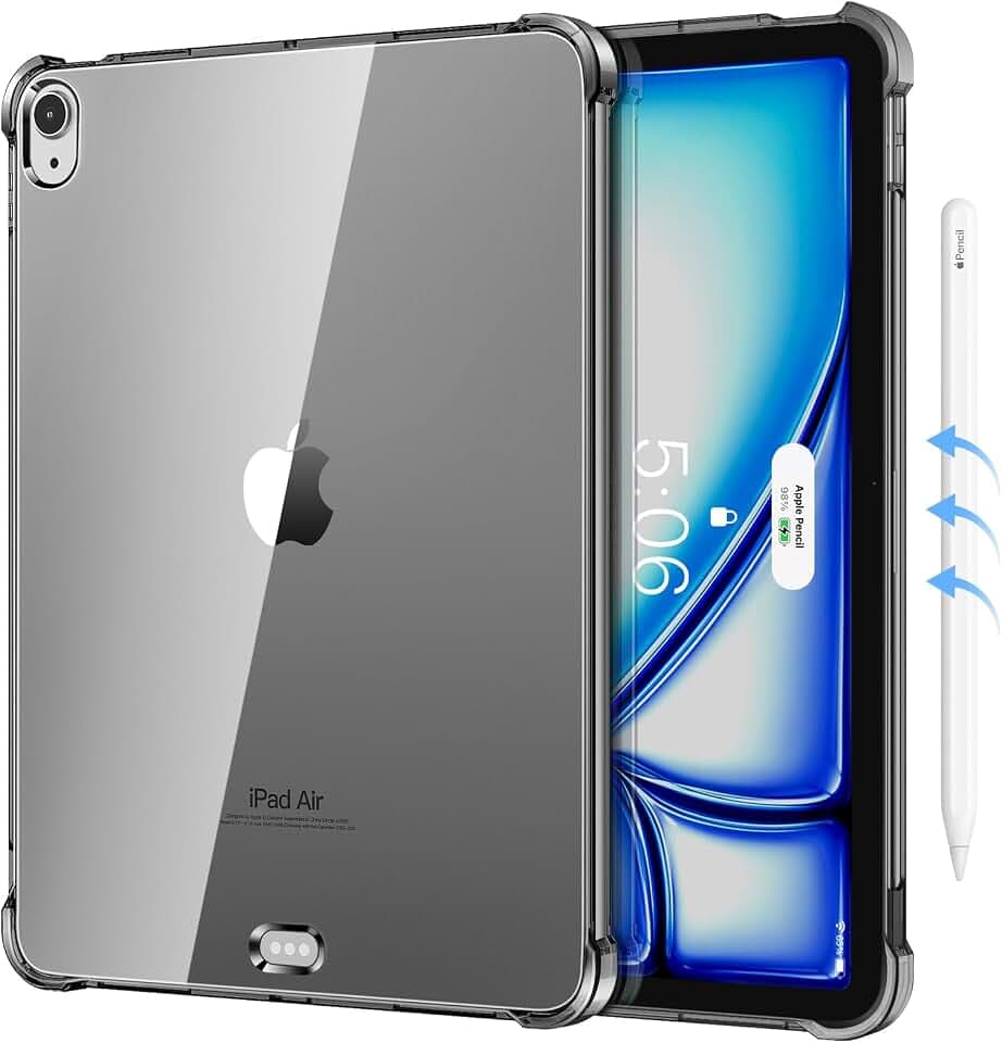 MoKo Clear Case for iPad Air 11 inch M4/M3/M2 2026/2025/2024, Black