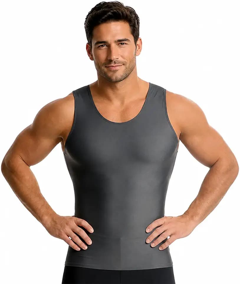 Insta Slim Made in USA Compression Tanktop Men TummyControl Slimming Bodyshaper Undershirt BackSupport BeerBelly Gynecomastia
