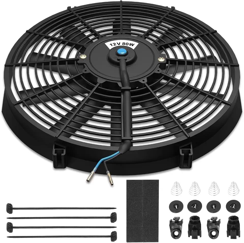 Auto Dynasty 16 inch Universal 12V Electric Radiator Cooling Fan Kit, Black