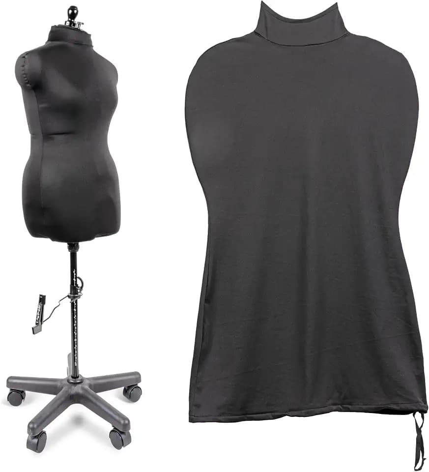 Dritz Dress Form Cover, Small, Black, 100% Polyester 4-Way Stretch Fabric, Protects and Fits Adjustable Dress Forms and Sewing Mannequins, Smooth Surface for Draping and Tailoring
