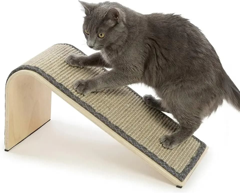 SmartyKat Sisal Angle Ramp Cat Scratcher, Natural Woven Sisal Surface & Stable Wooden Structure with Organic Catnip