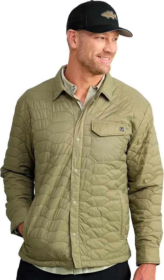 HUK - Men's Scale Shacket, DWR Insulated Performance Fishing Shirt Jacket