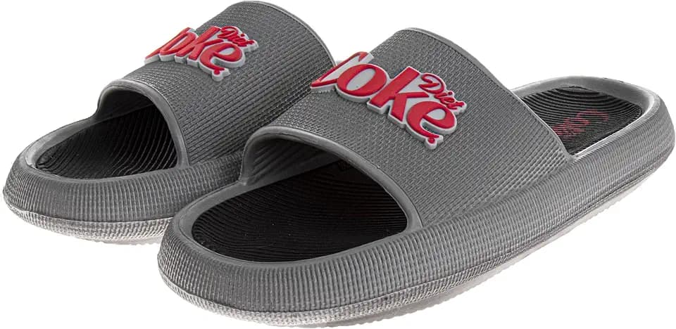 Josmo Coca-Cola Slides Sandals For Men and Women Cherry Coke Diet Coke Soda Pop Slip-On Slippers for Adults Size 7-12