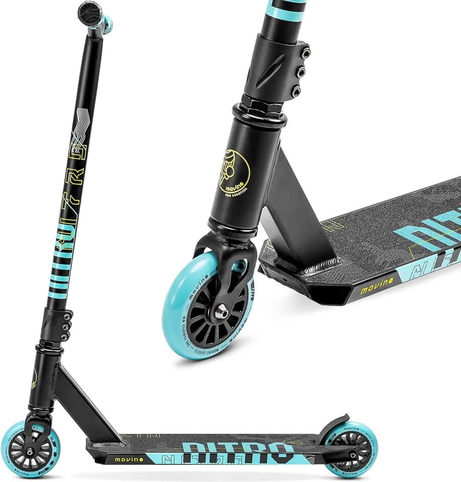 Movino Stunt Scooter Roller Professioneller Freestyle Roller ABEC 9 Kickscooter mit 100mm Rad 6061 Aluminium-Deck, Tragfähigkeit: 100 kg
