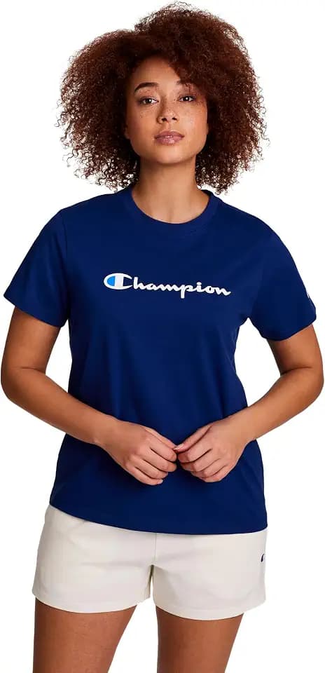 Champion Women's Classic Short Sleeve Graphic T-Shirt, Classic Script Logo