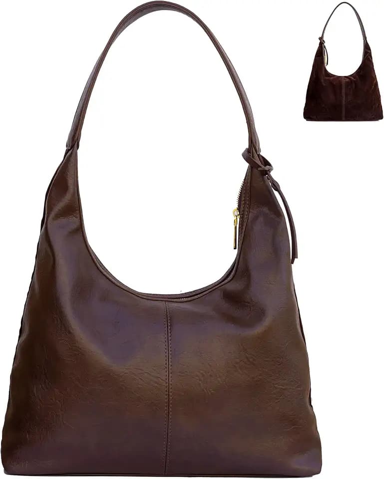 Soft PU Leather Suede Hobo Bag Large Capacity Shoulder Bag Tote Women