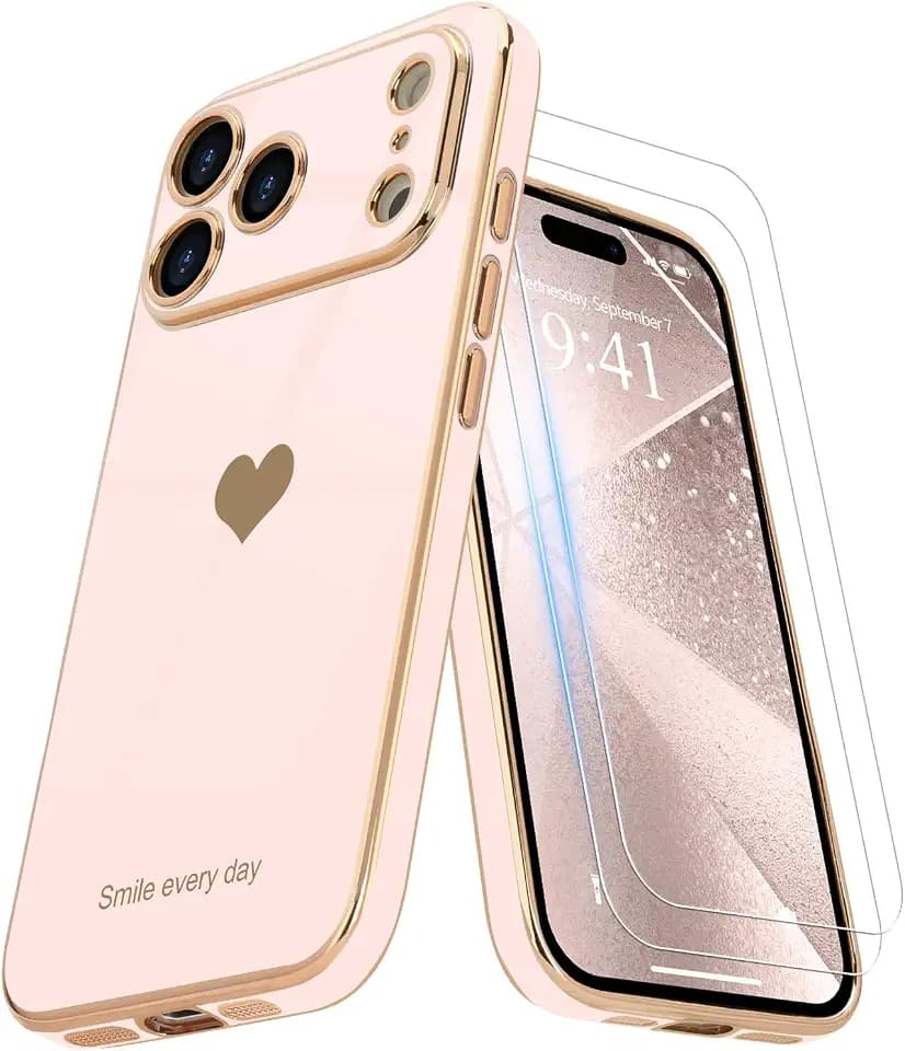 Teageo for iPhone 17 Pro Max Case for Girl Women Cute Luxury, Light Pink
