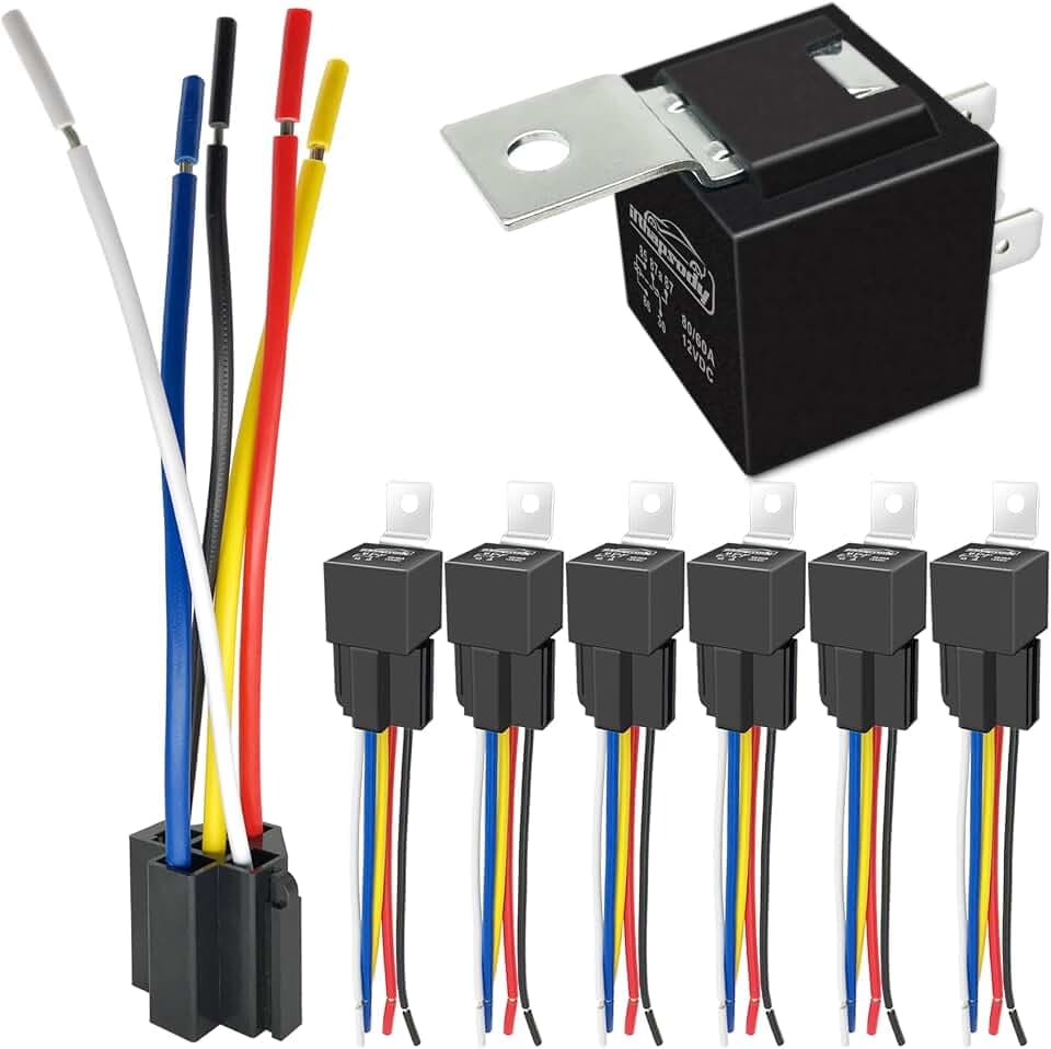 80/60Amp 12V DC 5-pin Automotive Relay Kit, with Heavy-Duty Pigtail