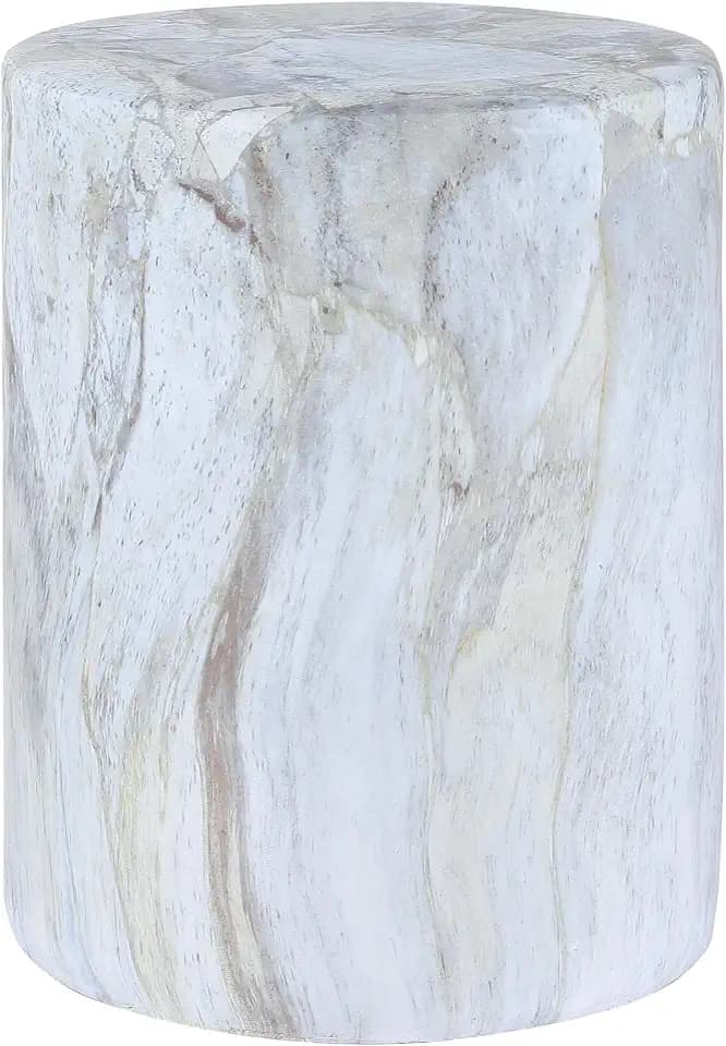 JONATHAN Y Troy Faux Marble Cylinder Accent End Table 17", Gray/Gold