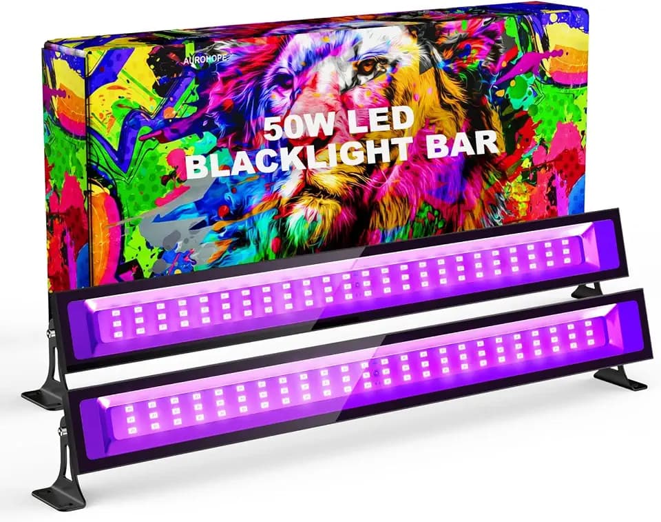 2x 50W LED Schwarzlicht Strahler, UV Lampe 385nm Mit Schalter Und 180° Einstellbarer Halterung, IP66 Wasserdicht, Schwarzlichtlampe Für Partys Oder Halloween Deko
