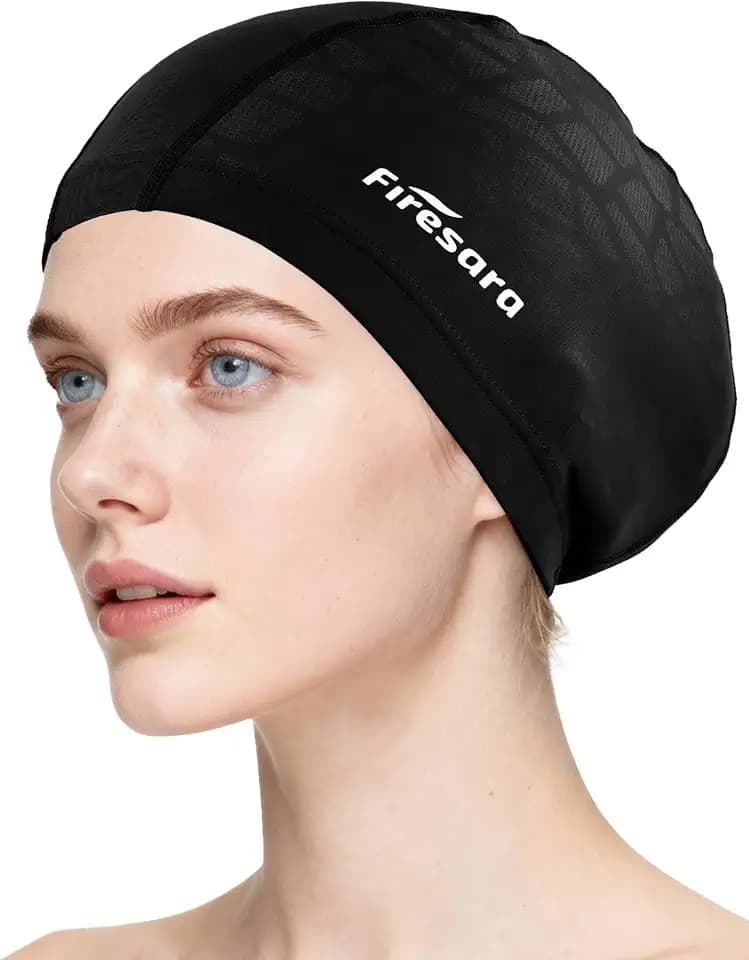 Lycra Badekappe, Firesara Lycra Schwimmkappe Anti-Tränen Beschichtet Gemütlich Kein Beleg für Männer Frau Lange Kurzes Haar Erwachsene Jungs Mädchen