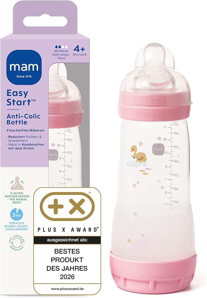 MAM Easy Start Anti-Colic Babyflasche 320 ml, 4+ Monate, Gr. 2, Schwan