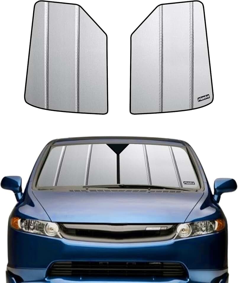 Pigenius Windshield Sunshade for Honda Civic Coupe 2006-2011, Premium Grey Leather Finish