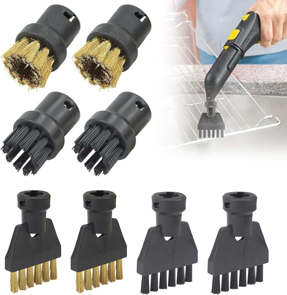8 Stück Dampfreiniger Zubehör für Kärcher SC1 SC2 SC3 SC4 SC5, Handdampfreiniger, Leistungsstarke Reinigungsbürste, Rundbürste Gross, Mundstück Düse, Powerdüsen, für Küchenmöbel Boden Auto Fenster
