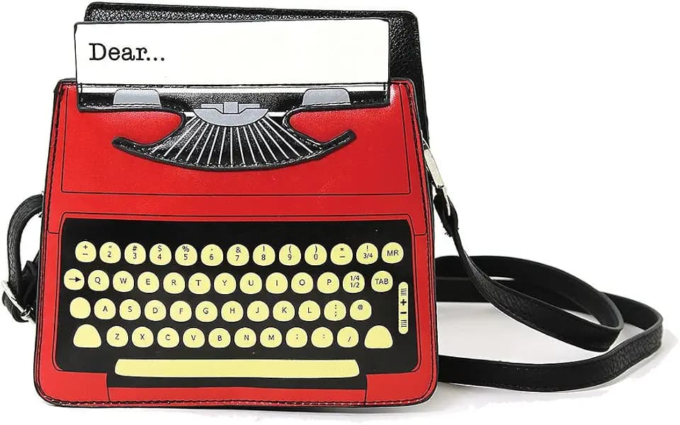 Vintage Typewriter Screen Print Vinyl Satchel Bag