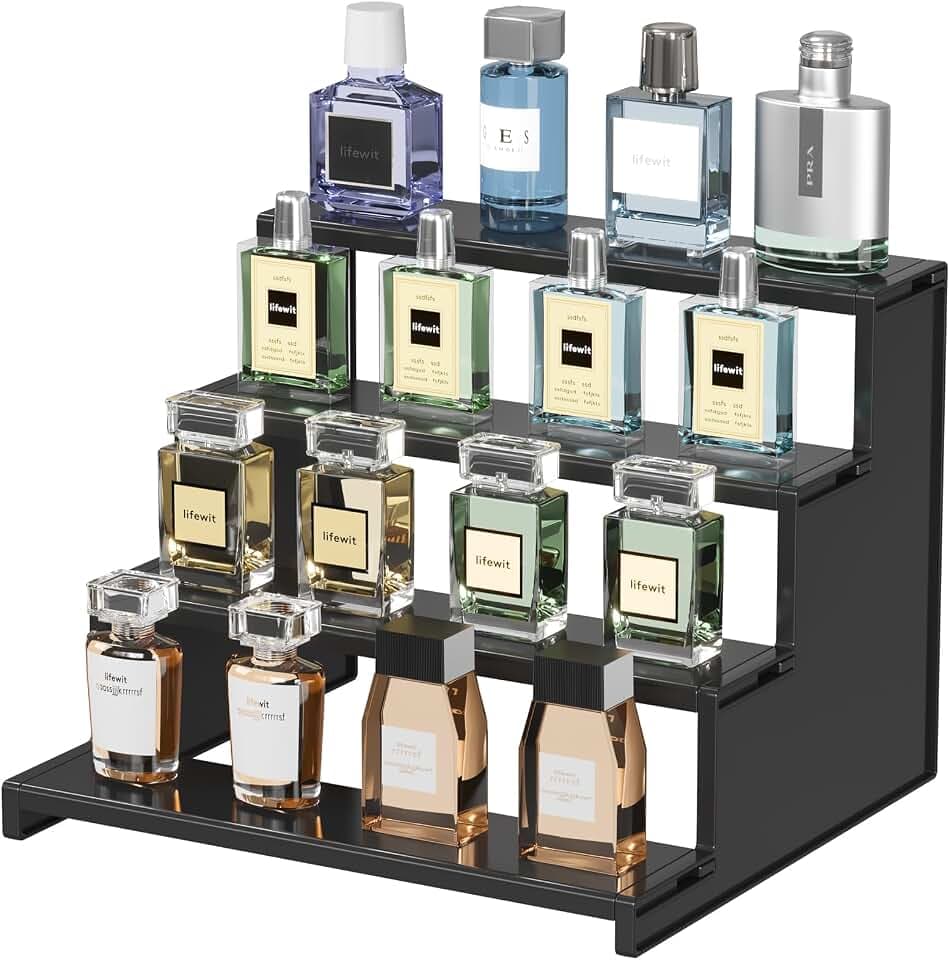 Lifewit 4 Tier Parfüm Organizer 30,5cm, 1 PCS Acryl Ständer Herren, Schwarz