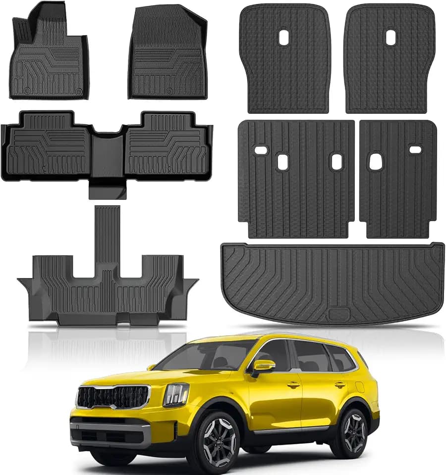 KUST Floor Mats Set for 2020-2025 Kia Telluride Accessories (7 Seats Only)