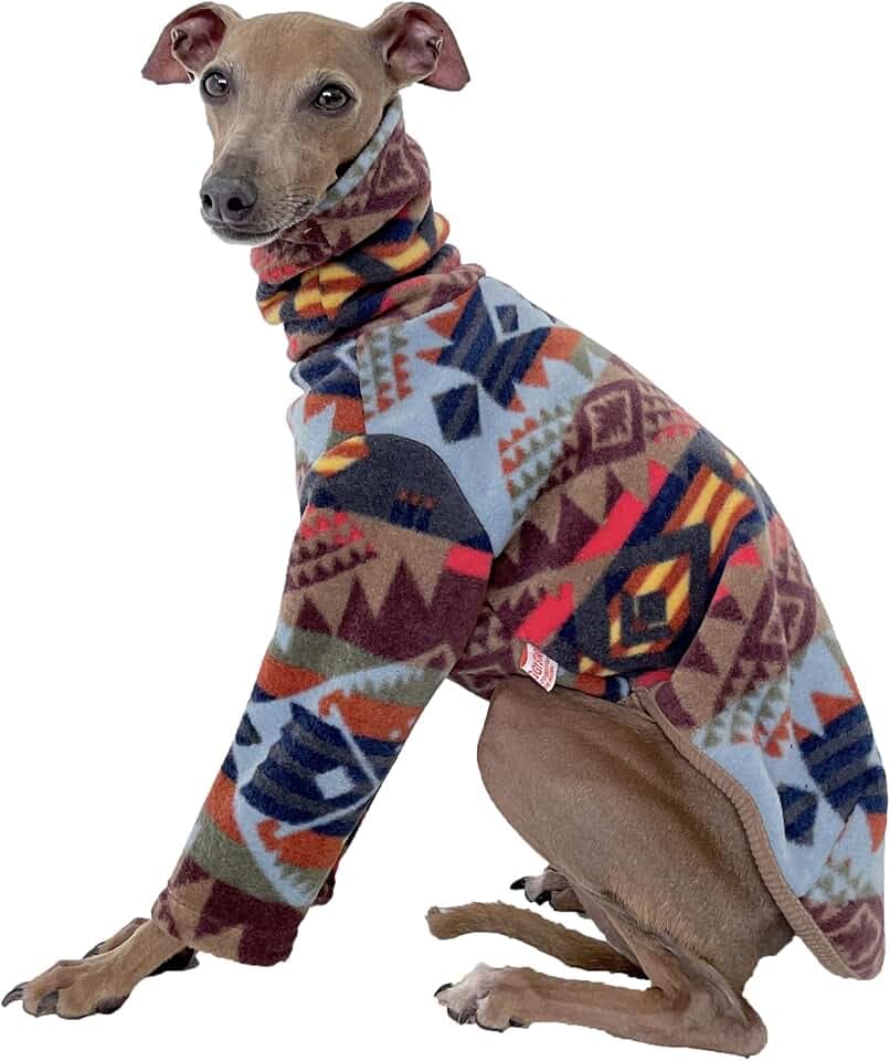 D Doggy Star Italian Greyhound Clothes Polar Fleece Sweater T Shirts Whippet for Dogs (S,Polar Geometry)