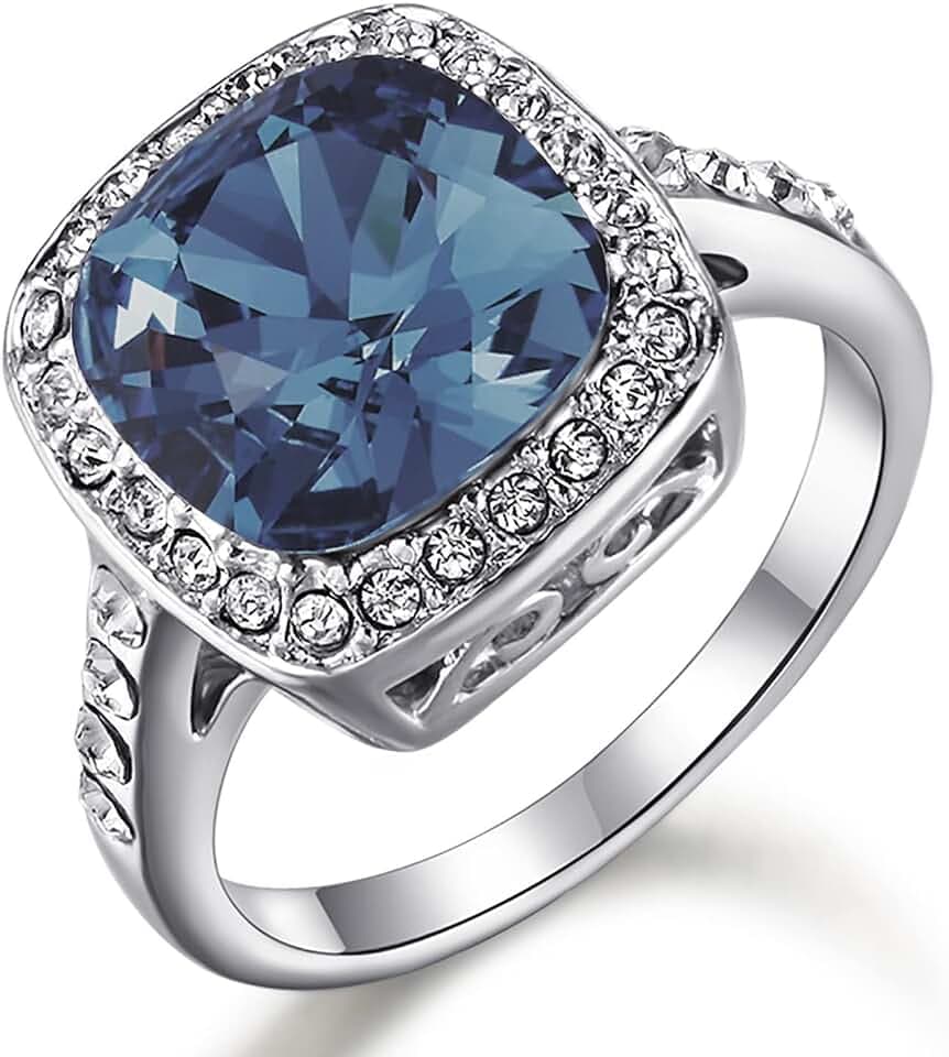 Yellow Shinning Cubic Zirconia Topaz Rings For Women 18K Rose Gold Plated