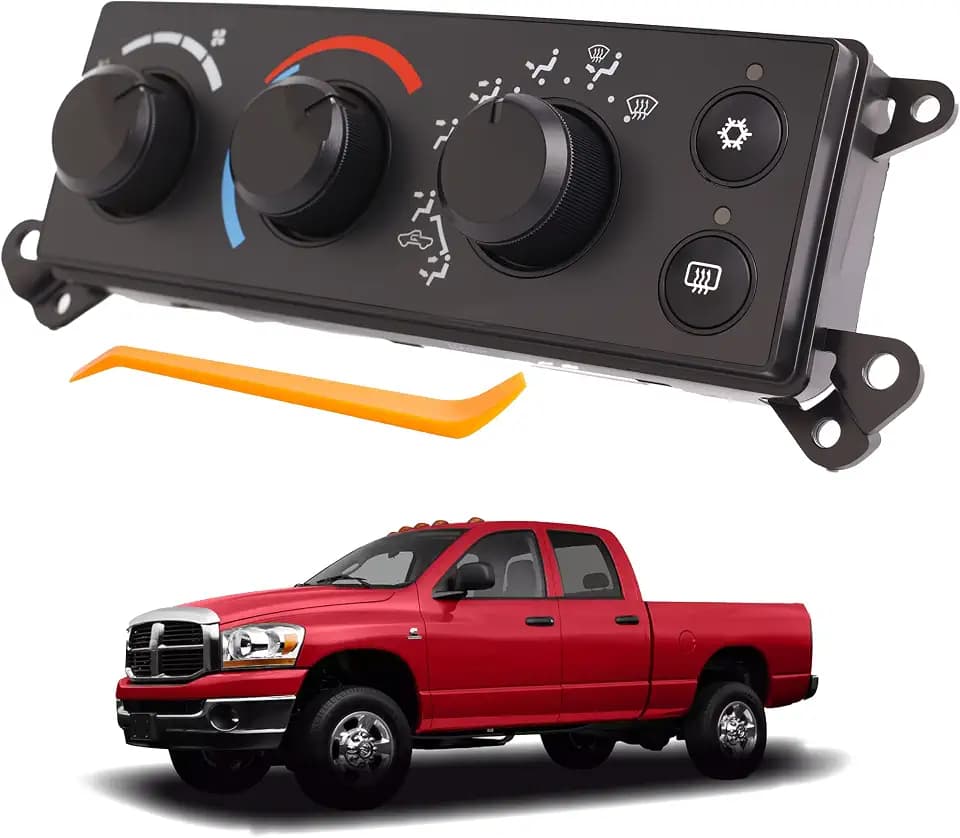 A/C Climate Control Module Panel Fits for 2006-2008 Dodge Ram 1500 Air Conditioning Heater Control Switch Replaces # P55056569AC, 55057079AB, P55056569AD, 55056569AE