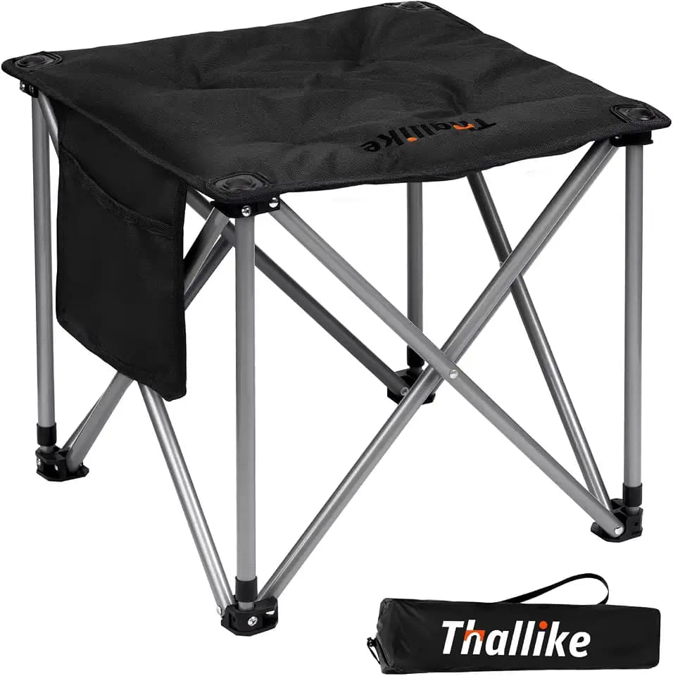 Upgraded Padded Camping Stool with Storage Bag 18 Inch Oversized Folding Foot Rest Portable Heavy Duty Camp Stool Supports 450LBS with 4 Reinforced Steel Tubes for Outdoor Hiking Fishing Lawn Travel