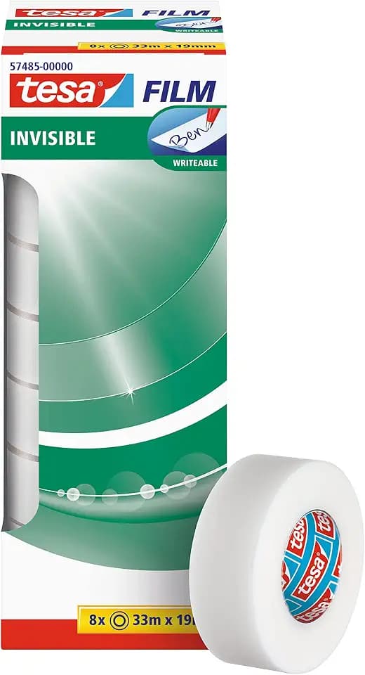 tesa tesafilm Invisible Klebeband - höchst transparent, 33 m x 19 mm, 8 St.