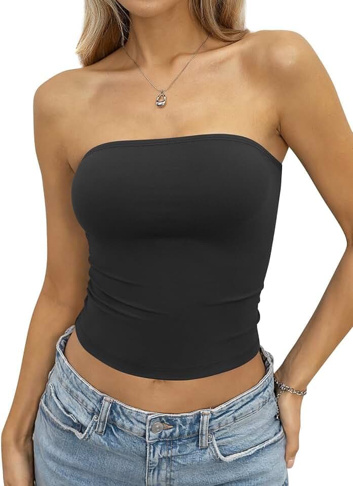 Tomwell Damen Bandeau Top Crop Trägerloses Bauchfrei Tube Tops