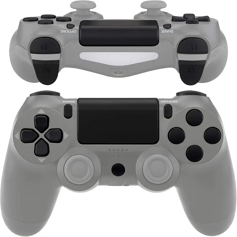 eXtremeRate Replacement D-pad R1 L1 R2 L2 Triggers Touchpad Action Home Share Options Buttons for p s 4 Controller, Black Full Set Buttons Repair Kits for p s 4 Slim Pro CUH-ZCT2 Controller