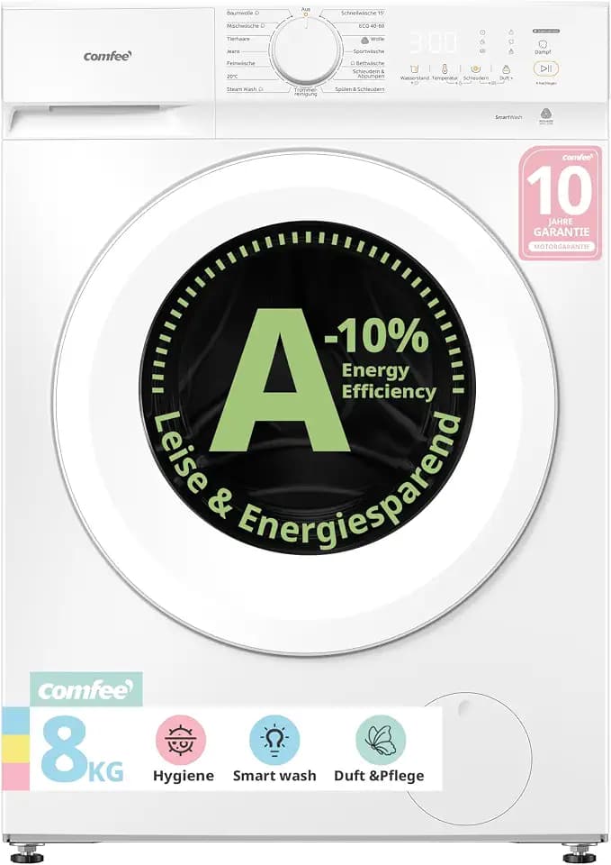 Comfee Frontlader Waschmaschine 8 kg Energieklasse A-10% weiß CF08EWP05W