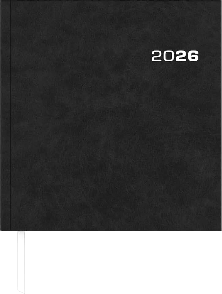 Zettler Wochenbuch Sekretär anthrazit 1W/2S 2026 – Buchkalender 20 x 21 cm mit 128 Seiten, 1 Woche auf 2 Seiten, Zweimonatsübersicht, Stundeneinteilung 7–20 Uhr, FSC-zertifiziert, Leseband