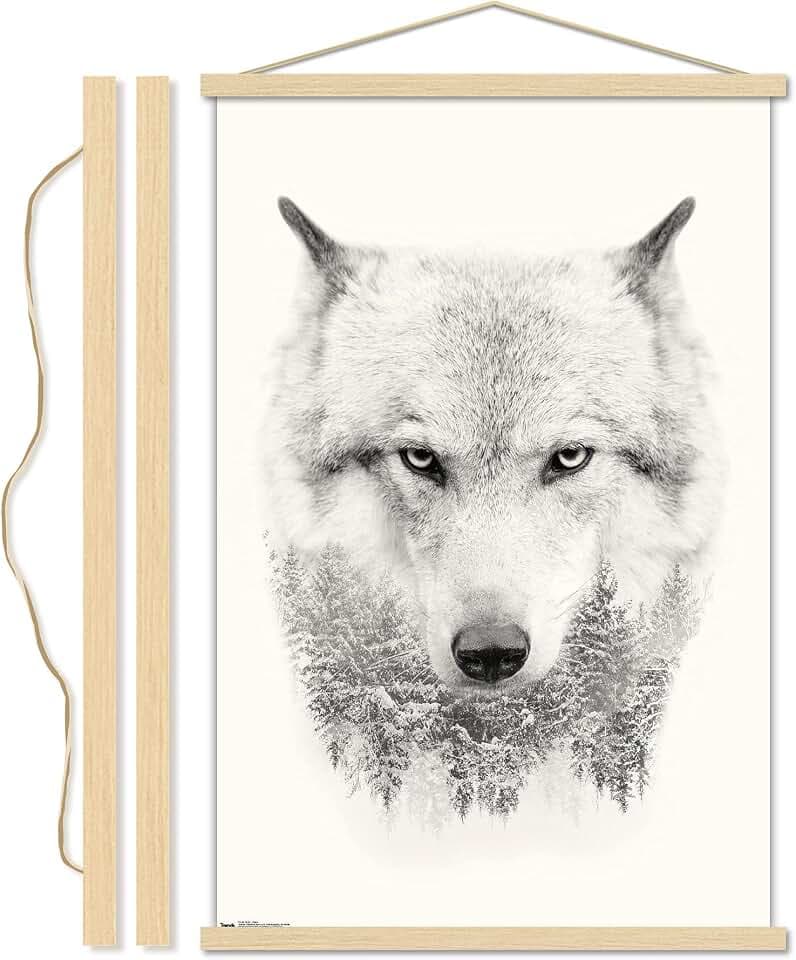 Trends International 24X1 Beech Magnetic Frame Wooden Hanging Magnetic Poster Frame