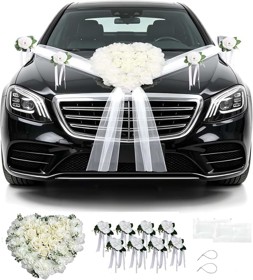Autoschmuck Hochzeit Motorhaub, Herzförmige Autoschmuck Hochzeit Blumen