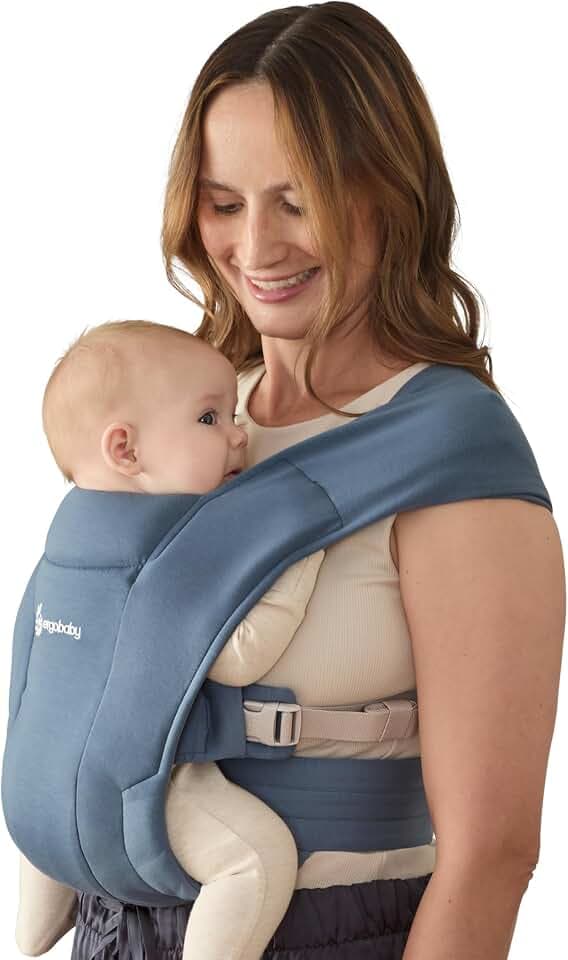 Ergobaby Embrace Babytrage für Neugeborene 3,2-11,3 kg, Oxford Blue