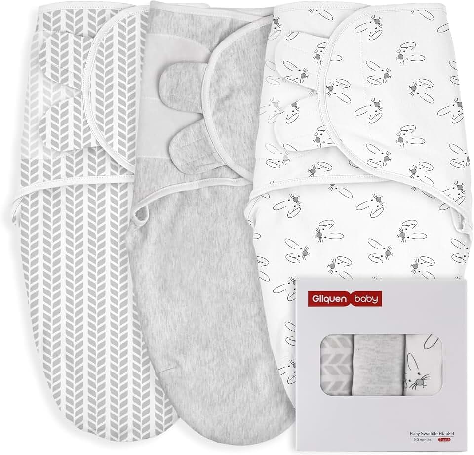 GLLQUEN 3er Pack Pucksack Baby 0-3 Monate aus 100% Bio Baumwolle Öko-Tex
