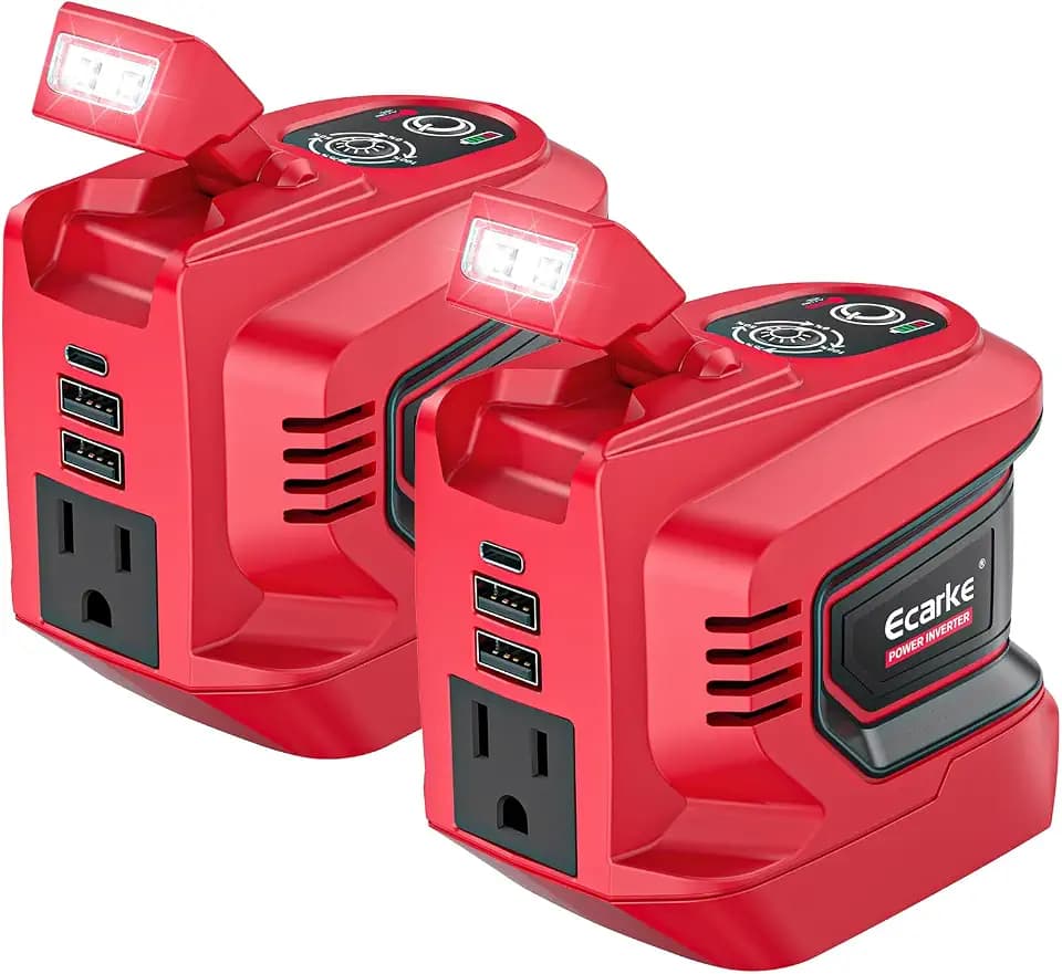 Ecarke 220W Power Inverter Compatible with Milwaukee 18V Battery (2-Pack)