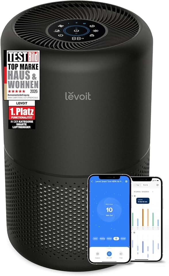 Levoit Luftreiniger mit HEPA Luftfilter, CADR 258m³/h, bis zu 54㎡, Schwarz