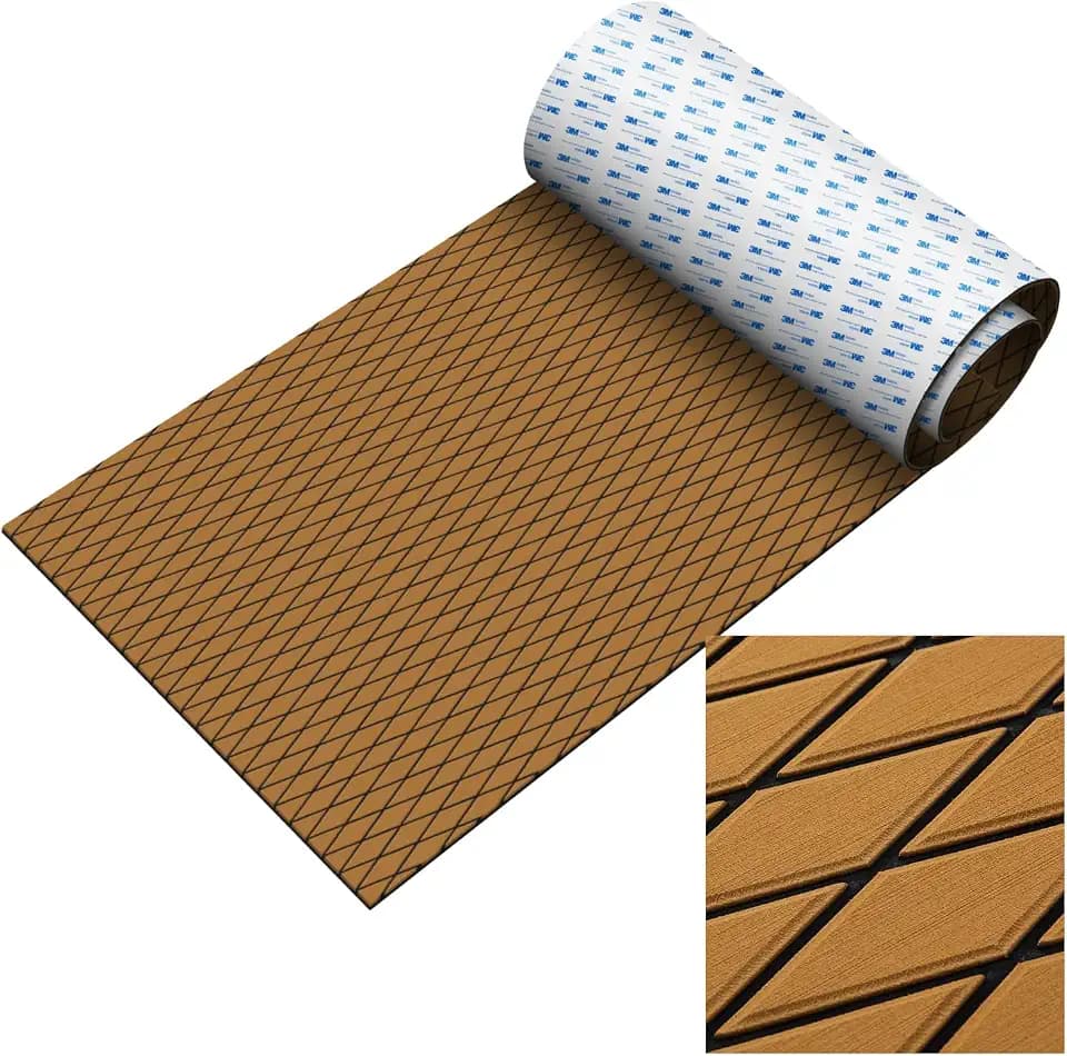 HZshark Self Adhesive EVA Foam Marine Decking Mat Boat Flooring Non-Slip Waterproof Deck Pad for Speedboat Kayak Fishing Boat Angler Boat Jet Ski RV Trailer Poolside Dock Platform 94 x 31 Inches