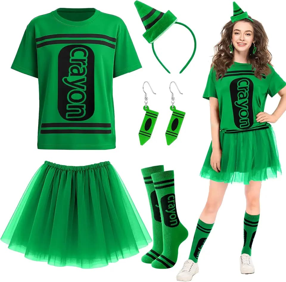 7 Pcs Crayon Costume Set for Adults Women