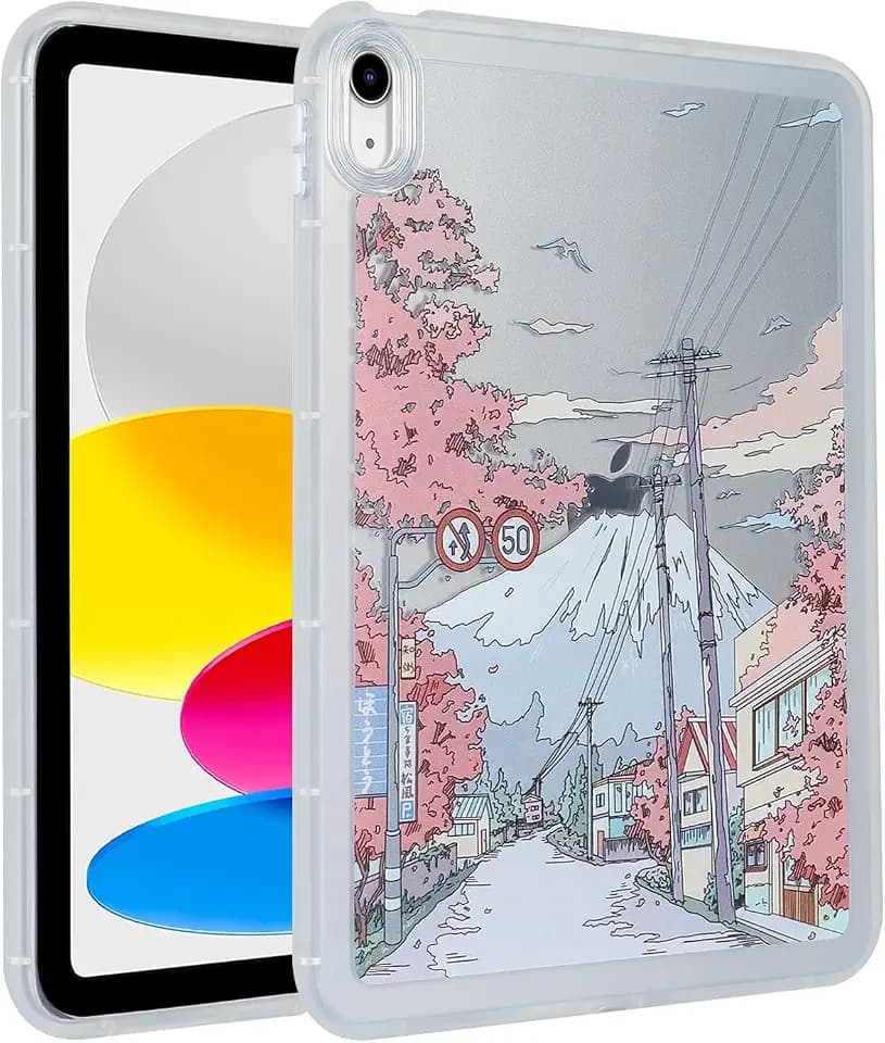 for iPad Pro 12.9 inch Case 6th/5th/4th/3rd Generation (2022/2021/2020/2018) Frosted Translucent Clear Lightweight Protective Cover Soft TPU Back Shockproof Silicone Shell, Mount Fujisan