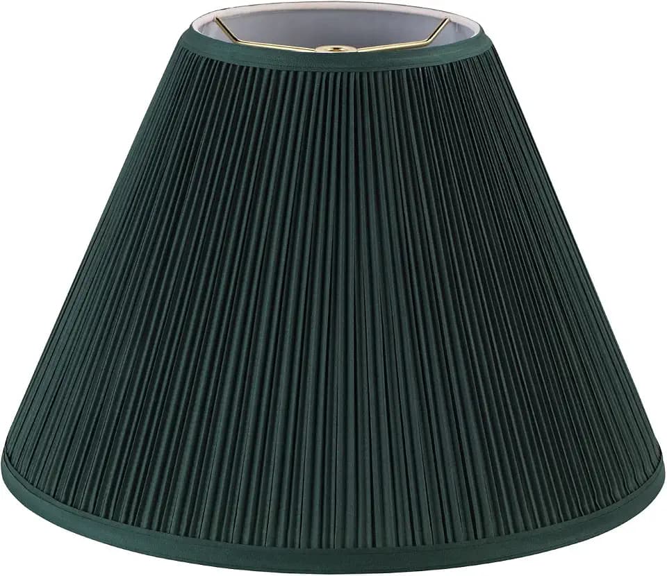 Aspen Creative 33168, Mushroom Pleated Traditional Dark Green Spider Lamp Shade, 6-1/2" Top x 15" Bottom x 11" Slant