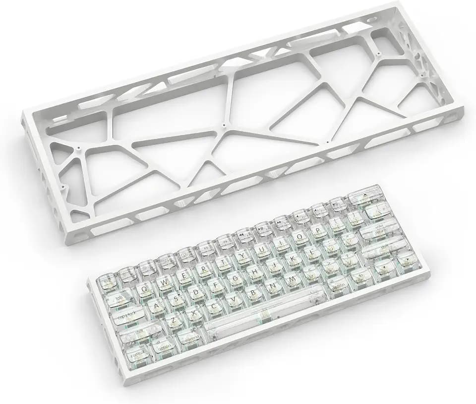 kutethy KY60 Hollow Out Aluminum Keyboard Case,60% Mechanical Keyboard Shell Custom Keyboard Barebones Compatible with Wooting60 Mad60 Win60 GH60 60HE(White)
