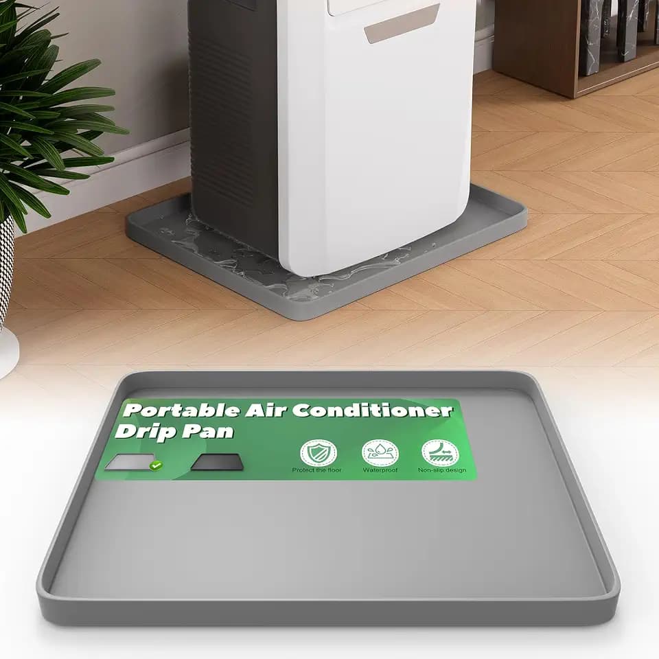 Portable Air Conditioner Drip Pan with Raised Edge, 23.6'' x 19.7'' x 0.75'' Non-Slip AC Drip Pan for 5,000 to 14,000 BTU Portable AC Unit,Catch & Prevent Condensate Leakage,Protect The Floor