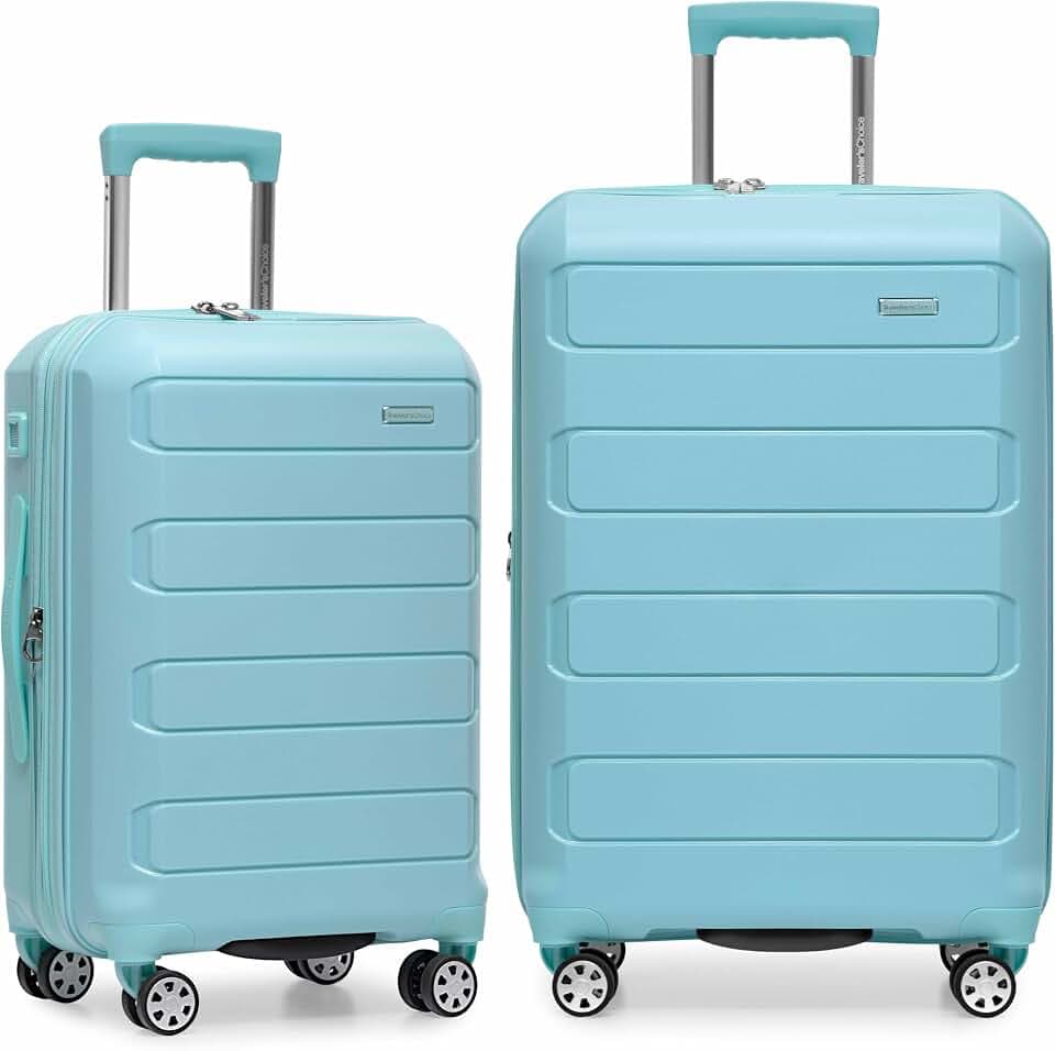 Traveler's Choice Pagosa Hardshell Expandable Luggage with Spinner Wheels, Baby Blue, 2-Piece Set (22/27)