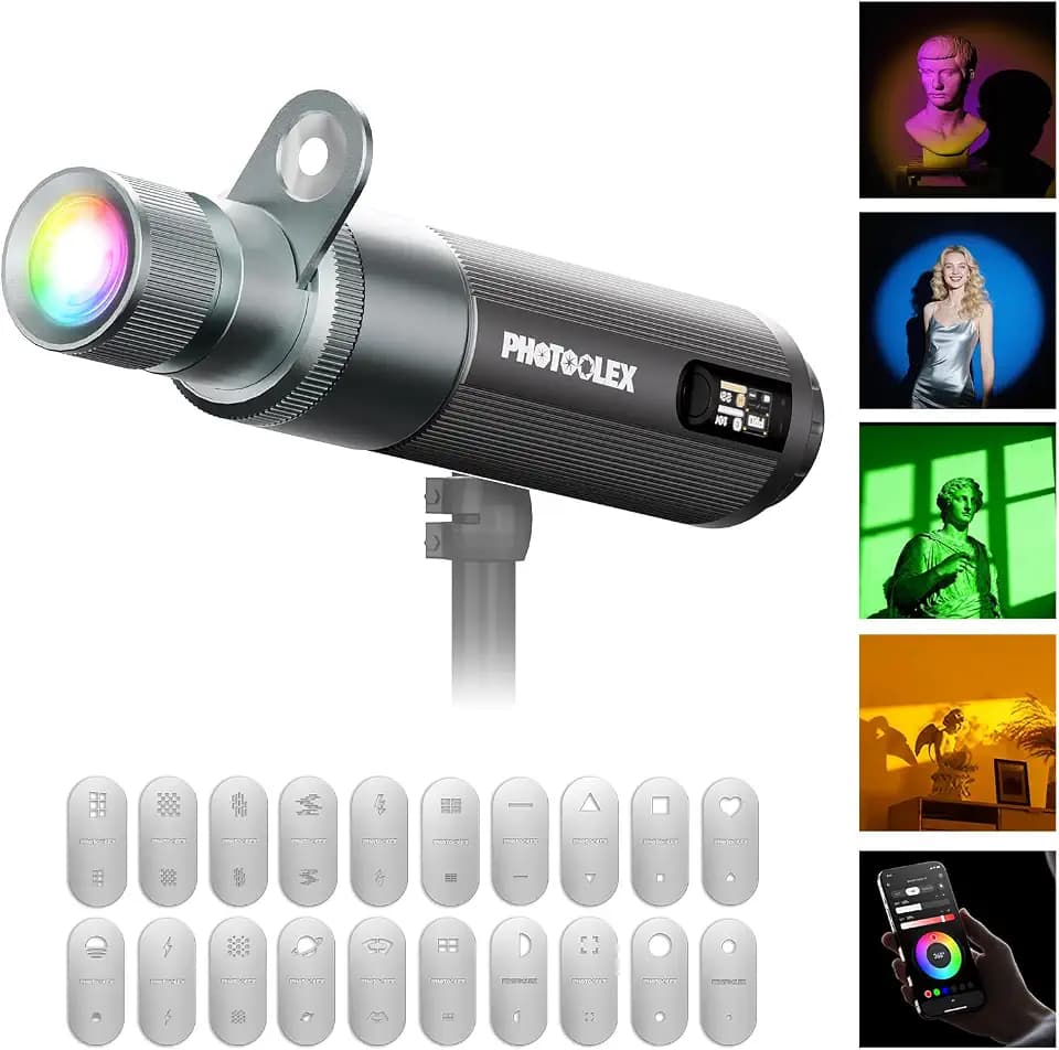 PHOTOOLEX RGB Photography Spotlight, Photography Flashlight, Optical Snoot