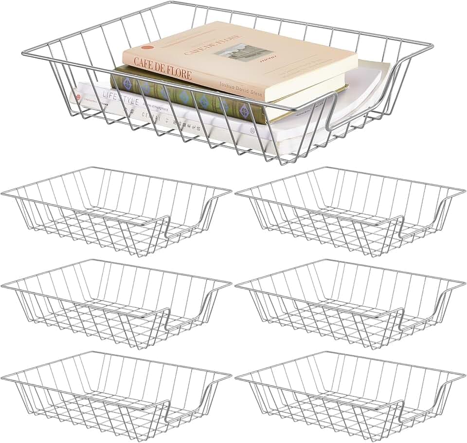 Yeaqee Briefablage aus Draht, stapelbar, Schreibtisch-Organizer, Metall-Aktenhalter, Korb für Schreibtisch, Schreibtisch, Briefablage für Büro, Zuhause, Klassenzimmer, Schule (35,6 x 25,4 x 7,6 cm,
